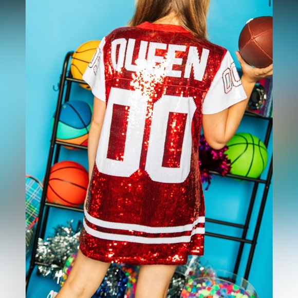 NWT Queen Of Sparkles Red Sequin Jersey - Picture 2 of 2